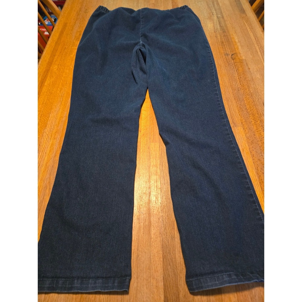 Denim 24/7 Women 22W Tall Blue Dark Wash Elastic Waist Wide Leg Pull On Jeans - Picture 9 of 10